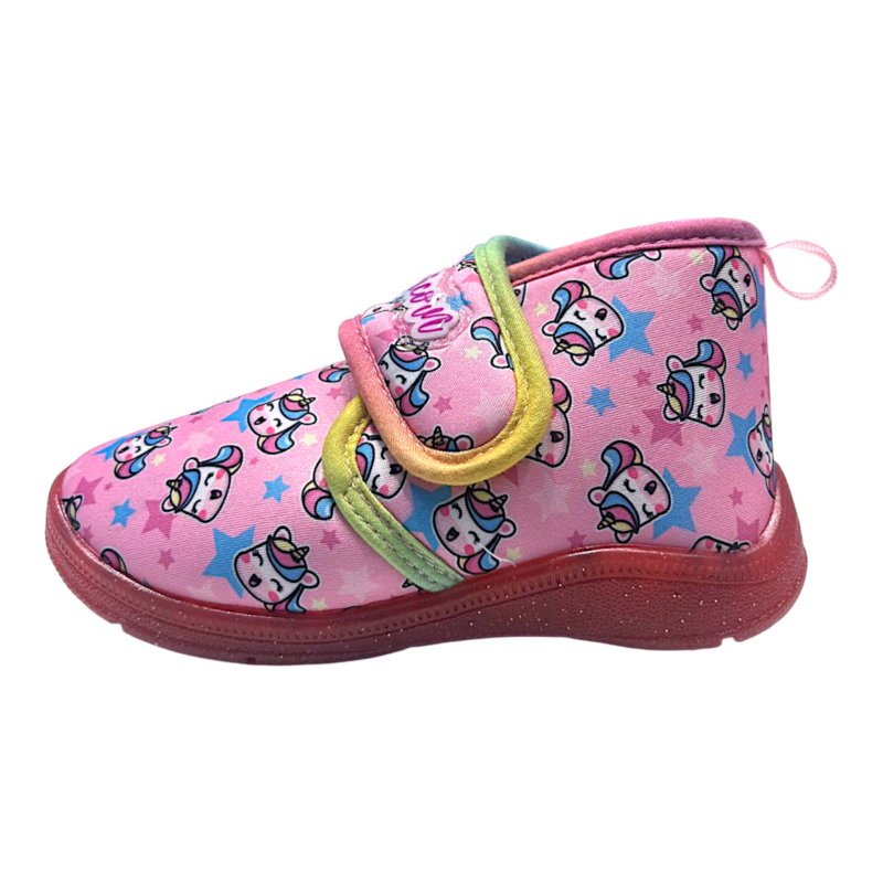 Scarpina per asilo rosa-multicolor per bambina con unicorni e strappo – Alek Moda Silver 2 Scarpina per asilo rosa-multicolor per bambina con unicorni e strappo – Alek Moda Silver