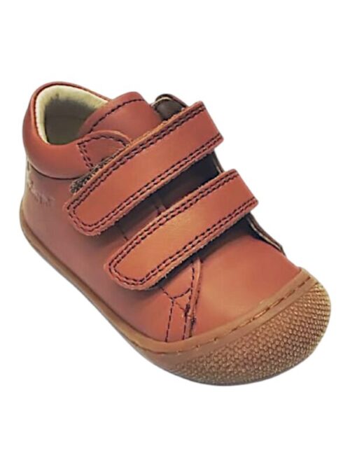 Scarpine, sneakers Cocoon Honey primi passi unisex in pelle color cuoio con doppio strappo - Naturino