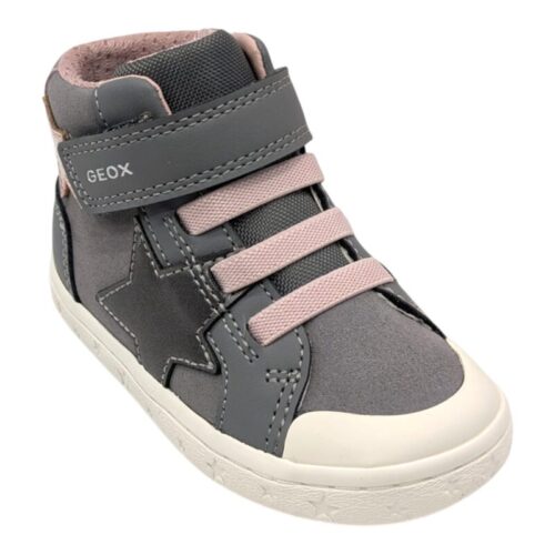 Scarponcino alto primi passi bambina grey-pink con stella pink glitter, strappo e lacci elastici – Geox 12 Scarponcino alto primi passi bambina grey-pink con stella pink glitter, strappo e lacci elastici – Geox