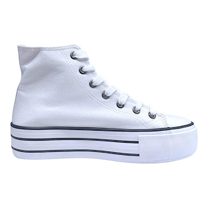 Sneaker alta sportiva in tessuto tipo converse minnie-topolino suola alta black-white - Silver