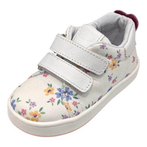 Sneaker bambina primi passi in tessuto bianca con piccoli fiori - Balducci