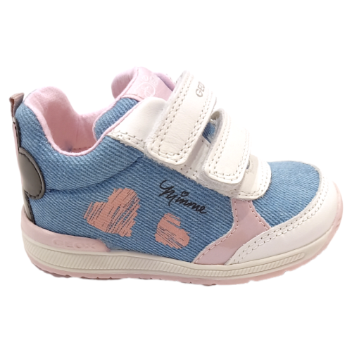 Sneaker bambina rosa-jeans Minnie mouse con strappo - Geox