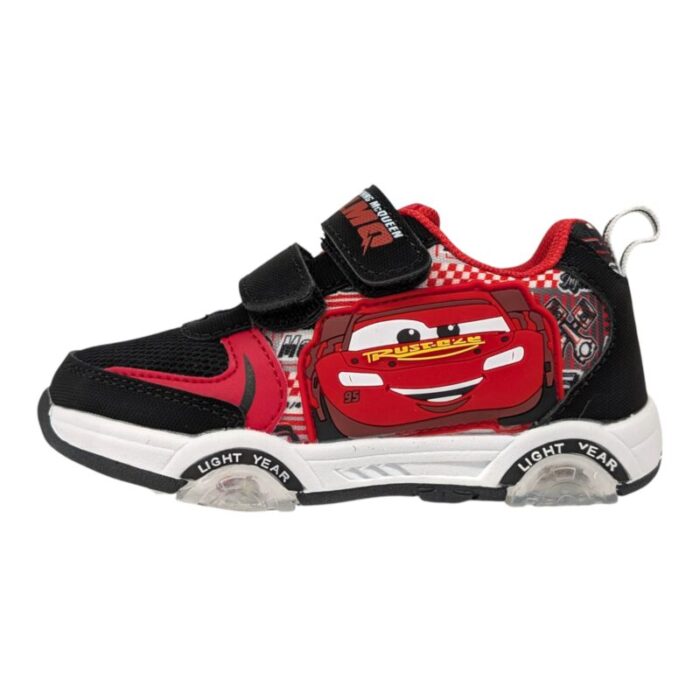 Sneaker bambino ginnica cars red-black-white con doppio strappo e luci - Silver