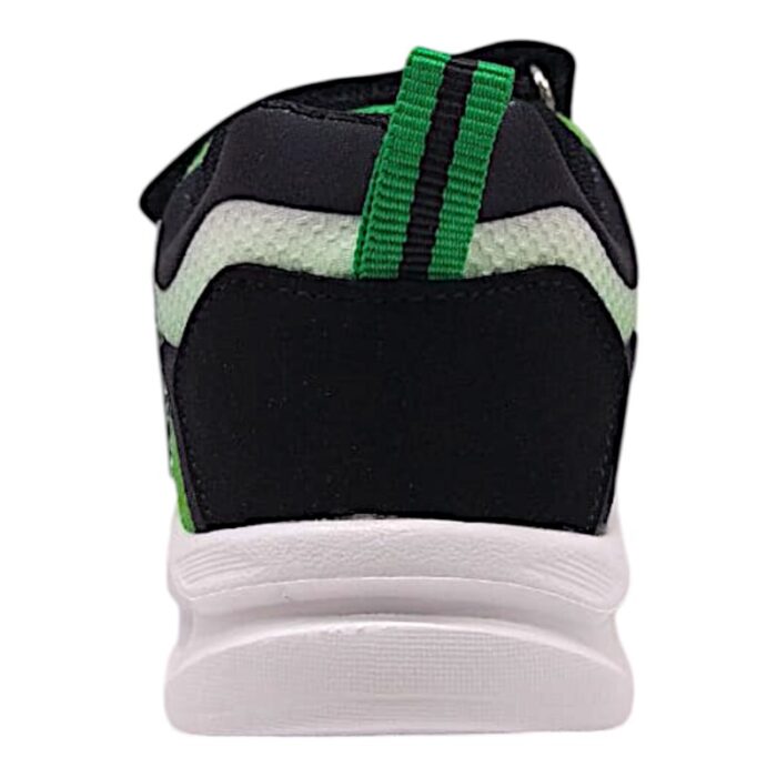 Sneaker bambino ginnica hulk black-green con strappo, lacci elastici e luci - Silver