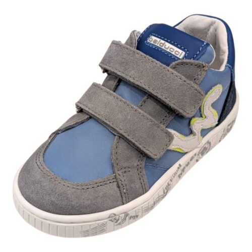 Sneaker bambino primi passi in pelle blu-grigio con w sul lato - Balducci