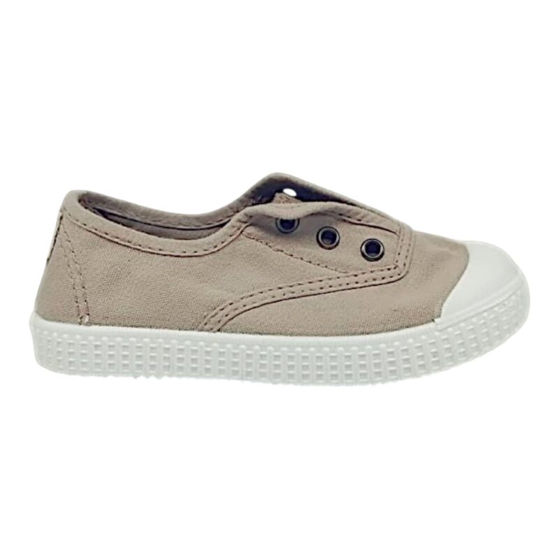 Sneaker beige per bambina e bambino in cotone con fascia elastica senza lacci – Victoria 2 Sneaker beige per bambina e bambino in cotone con fascia elastica senza lacci – Victoria