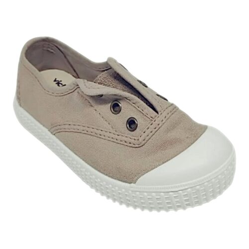 Sneaker beige per bambina e bambino in cotone con fascia elastica senza lacci – Victoria