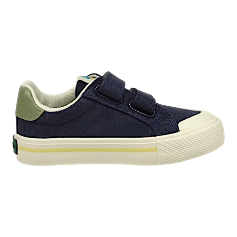 Sneaker blu in cotone per bambino con "V" azzurra e doppio strappo – Victoria 2 Sneaker blu in cotone per bambino con V azzurra e doppio strappo – Victoria