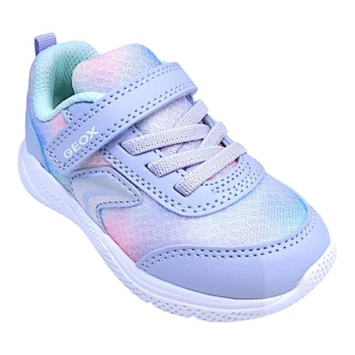Sneaker ginnica bambina primi passi con strappo e lacci elastici sky-multicolor - Geox