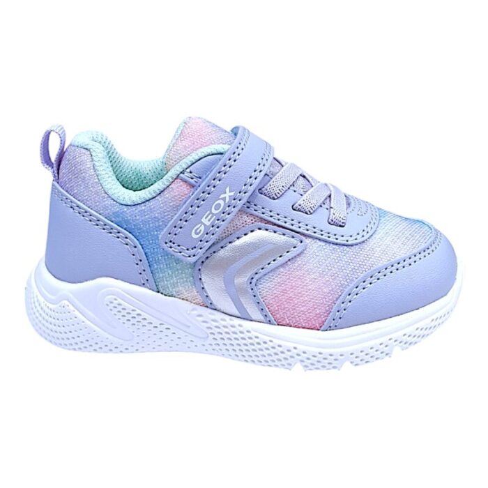 Sneaker ginnica bambina primi passi con strappo e lacci elastici sky-multicolor - Geox