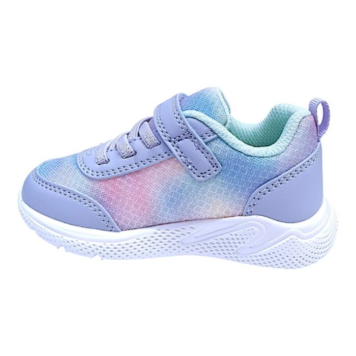 Sneaker ginnica bambina primi passi con strappo e lacci elastici sky-multicolor - Geox