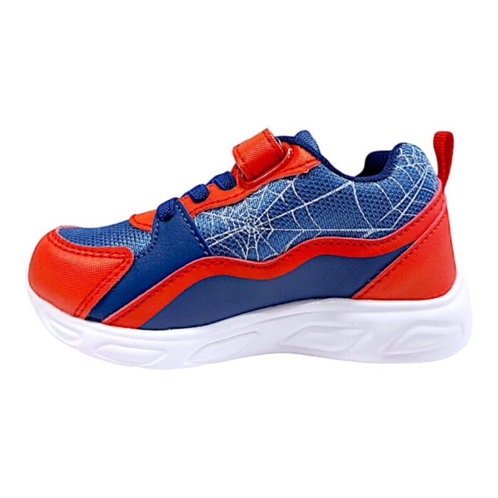 Sneaker ginnica bambino blu-rossa spider-man con strappo, lacci elastici e luci - Silver