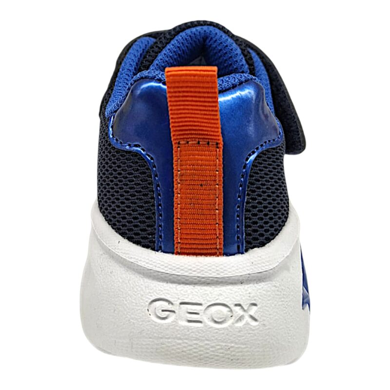 Sneaker ginnica retata bambino navy-royal-orange con strappo, lacci elastici e luci - Geox 4 Sneaker ginnica retata bambino navy-royal-orange con strappo, lacci elastici e luci - Geox