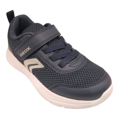 Sneaker ginnica retata blu per ragazzo con strappo e lacci elastici - Geox