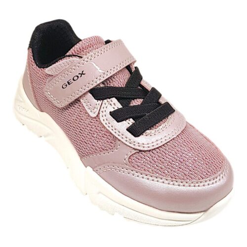 Sneaker ginnica retata ragazza pink glitter-black con strappo e lacci elastici - Geox 2 Sneaker ginnica retata ragazza pink glitter-black con strappo e lacci elastici - Geox