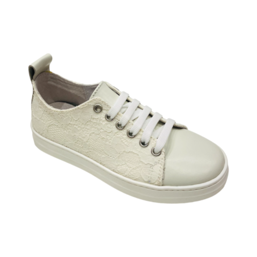 Sneaker girl bianca in pizzo con lacci - Chiara Luciani