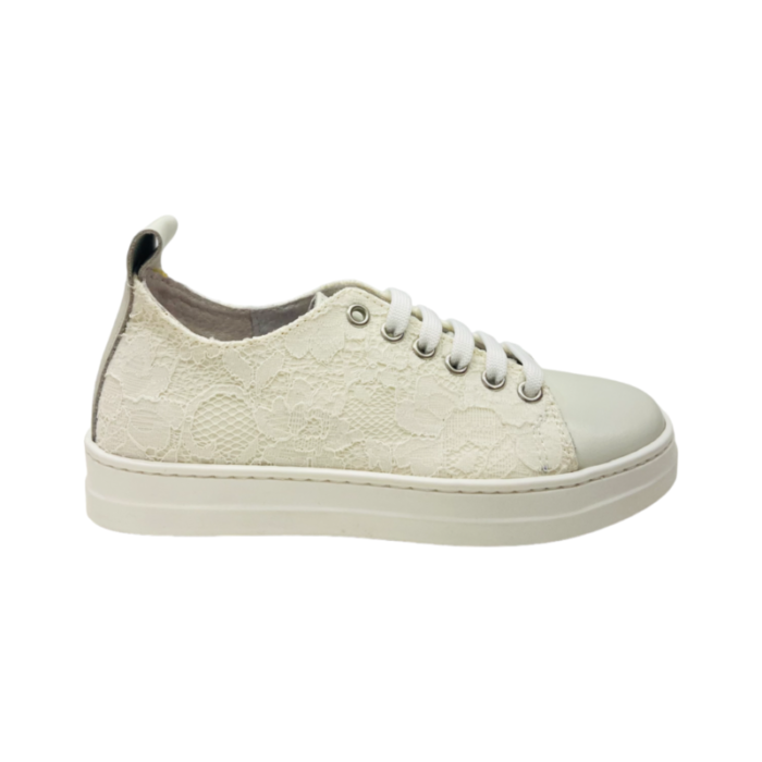 Sneaker girl bianca in pizzo con lacci - Chiara Luciani