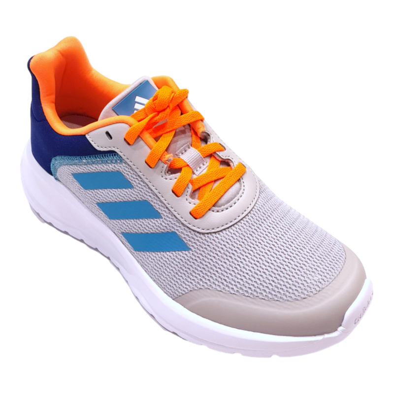 Scarpa da ginnastica retata grigia-blu-arancione per bambino con lacci elastici – Adidas 1 Sneaker grigia-blu-arancione per bambino in tessuto e similpelle con lacci – Adidas