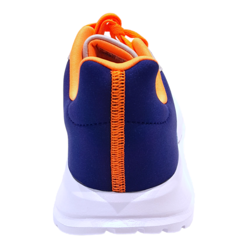 Scarpa da ginnastica retata grigia-blu-arancione per bambino con lacci elastici – Adidas 5 Sneaker grigia-blu-arancione per bambino in tessuto e similpelle con lacci – Adidas