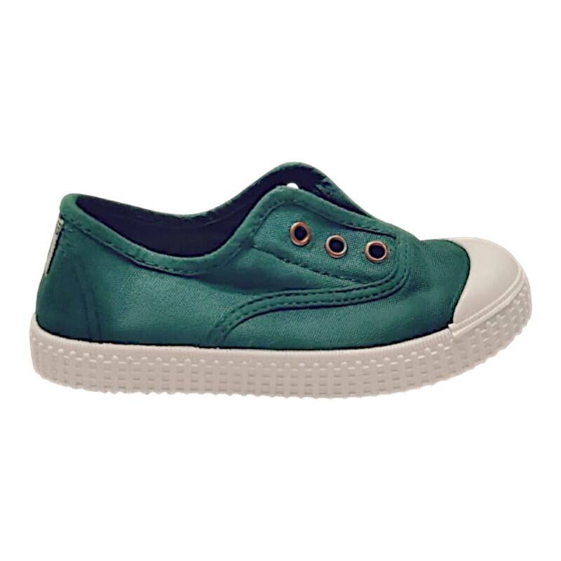 Sneaker in cotone verde lago per bambina e bambino con fascia elastica senza lacci – Victoria 2 Sneaker in cotone verde lago per bambina e bambino con fascia elastica senza lacci – Victoria