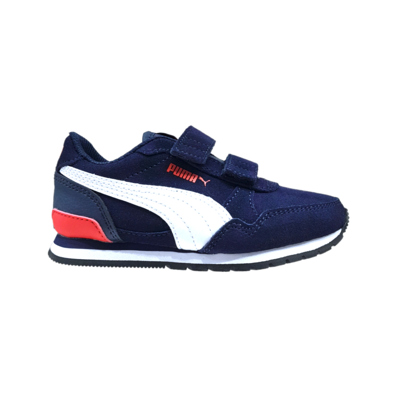 Sneaker blu-rossa-bianca in pelle scamosciata per bambino con doppio strappo - Puma 2 Sneaker in pelle scamosciata blu-rossa-bianca per bambino con doppio strappo - Puma