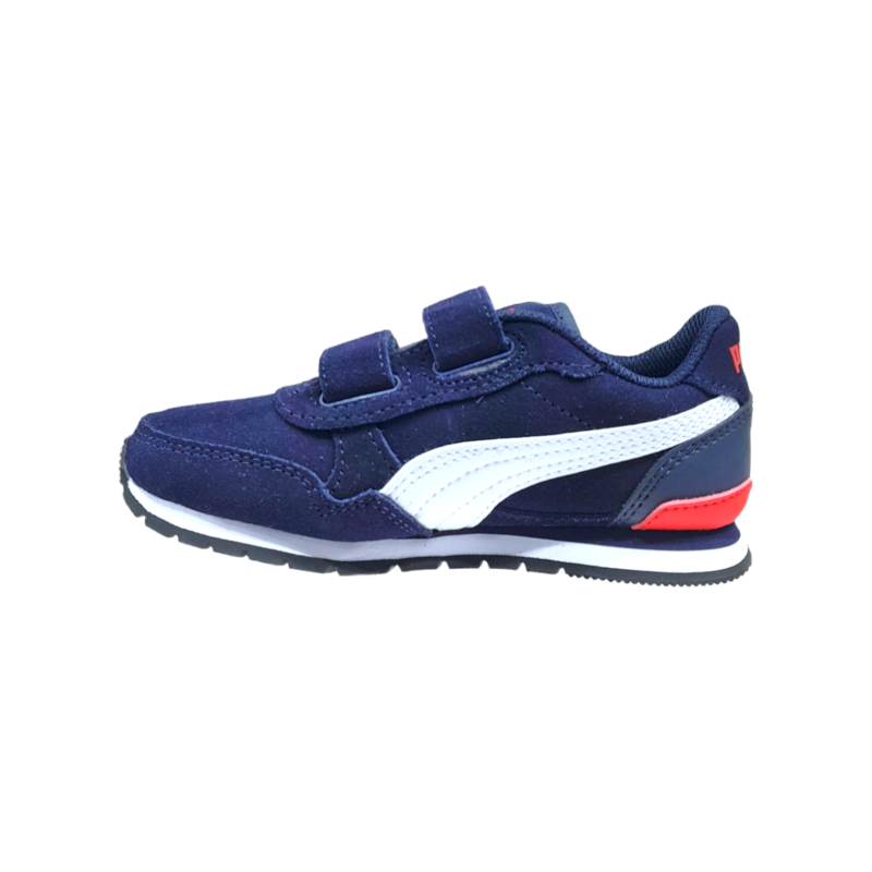 Sneaker blu-rossa-bianca in pelle scamosciata per bambino con doppio strappo - Puma 3 Sneaker in pelle scamosciata blu-rossa-bianca per bambino con doppio strappo - Puma