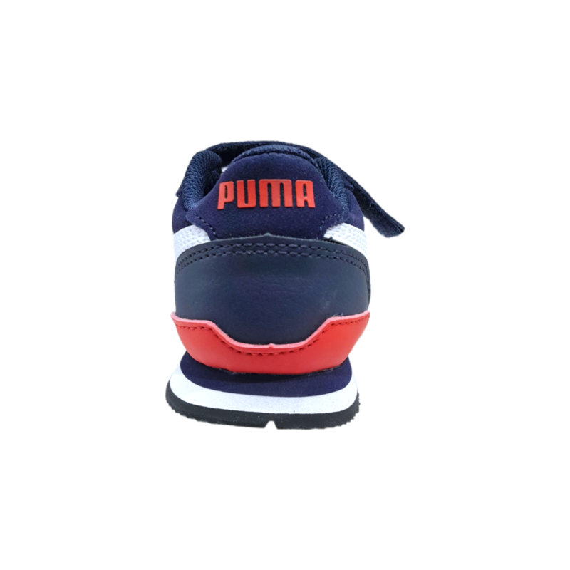 Sneaker blu-rossa-bianca in pelle scamosciata per bambino con doppio strappo - Puma 4 Sneaker in pelle scamosciata blu-rossa-bianca per bambino con doppio strappo - Puma