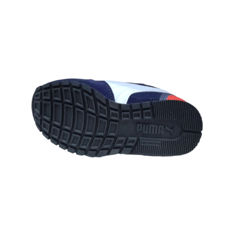 Sneaker blu-rossa-bianca in pelle scamosciata per bambino con doppio strappo - Puma 5 Sneaker in pelle scamosciata blu-rossa-bianca per bambino con doppio strappo - Puma