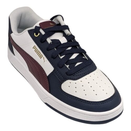 Sneaker in similpelle bianca-blu-bordeaux per bambino con lacci elastici - Puma