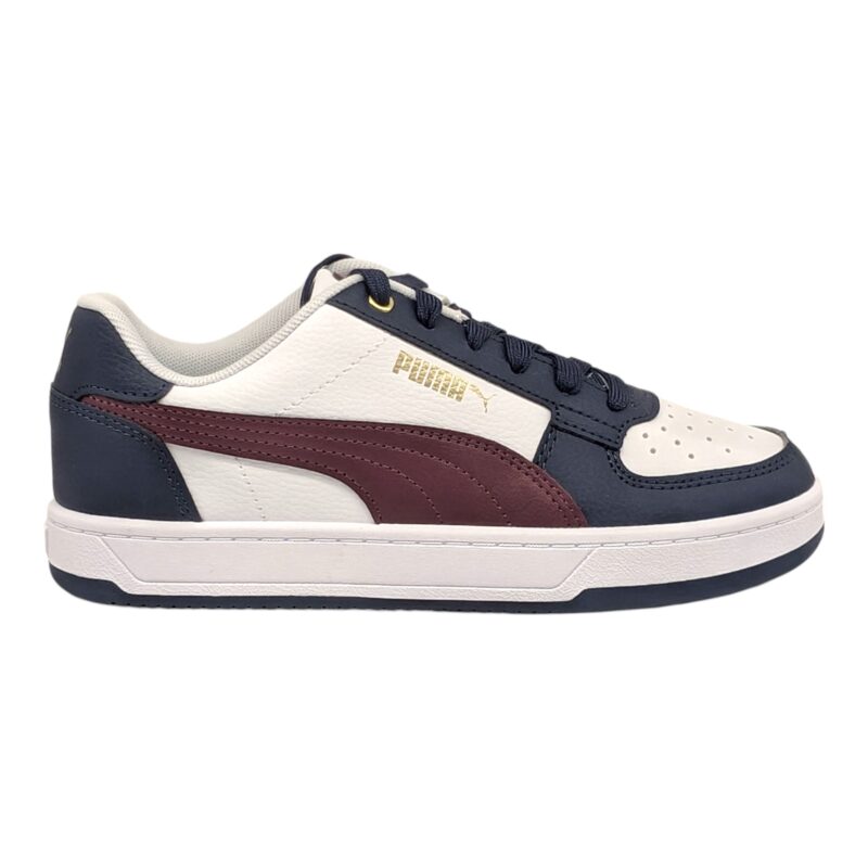 Sneaker in similpelle bianca-blu-bordeaux per bambino con lacci elastici - Puma 2 Sneaker in similpelle bianca-blu-bordeaux per bambino con lacci elastici - Puma