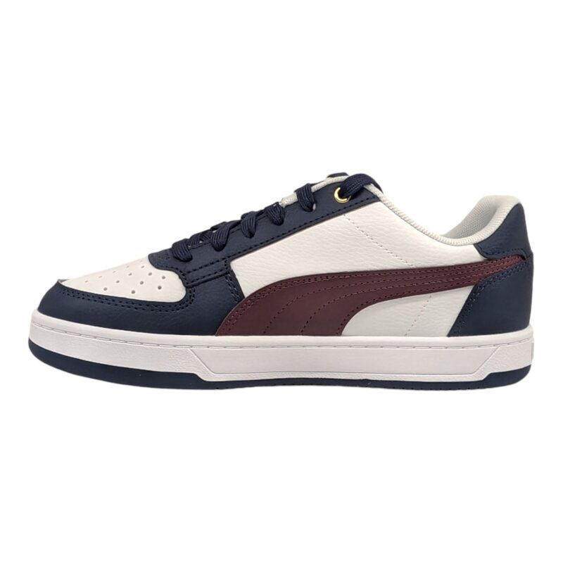 Sneaker in similpelle bianca-blu-bordeaux per bambino con lacci elastici - Puma 3 Sneaker in similpelle bianca-blu-bordeaux per bambino con lacci elastici - Puma