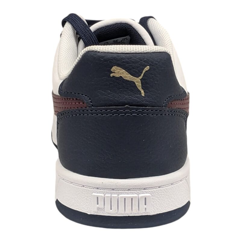Sneaker in similpelle bianca-blu-bordeaux per bambino con lacci elastici - Puma 4 Sneaker in similpelle bianca-blu-bordeaux per bambino con lacci elastici - Puma