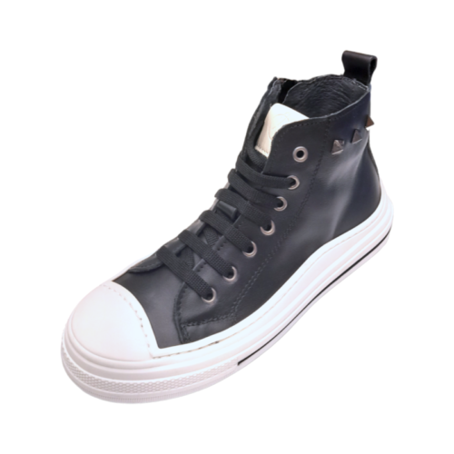 Sneaker nera alta per bambina con lacci e zip - Chiara Luciani