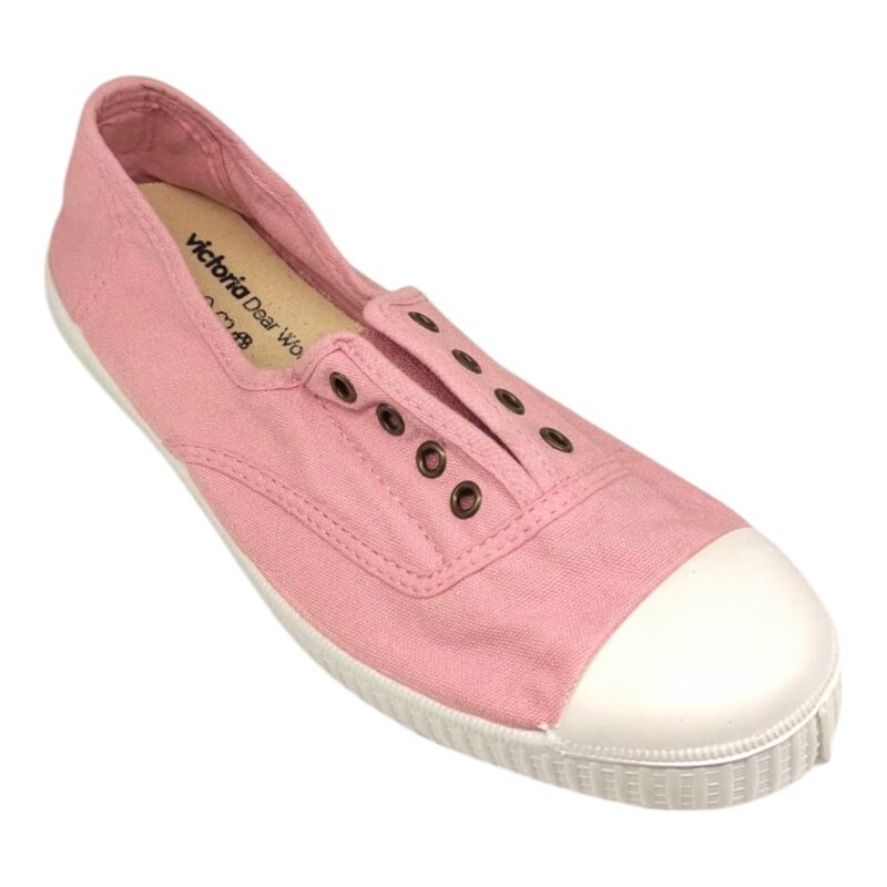 Sneaker per bambina in cotone rosa petalo senza lacci con fascia elastica – Victoria 1 Sneaker per bambina in cotone rosa petalo senza lacci con fascia elastica – Victoria