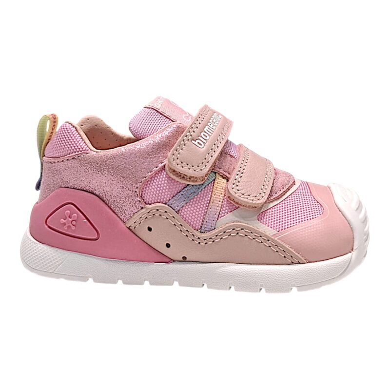 Sneaker per bambina primi passi in tessuto rosa-rosa glitter con doppio strappo – Biomecanics 2 Sneaker per bambina primi passi in tessuto rosa-rosa glitter con doppio strappo – Biomecanics