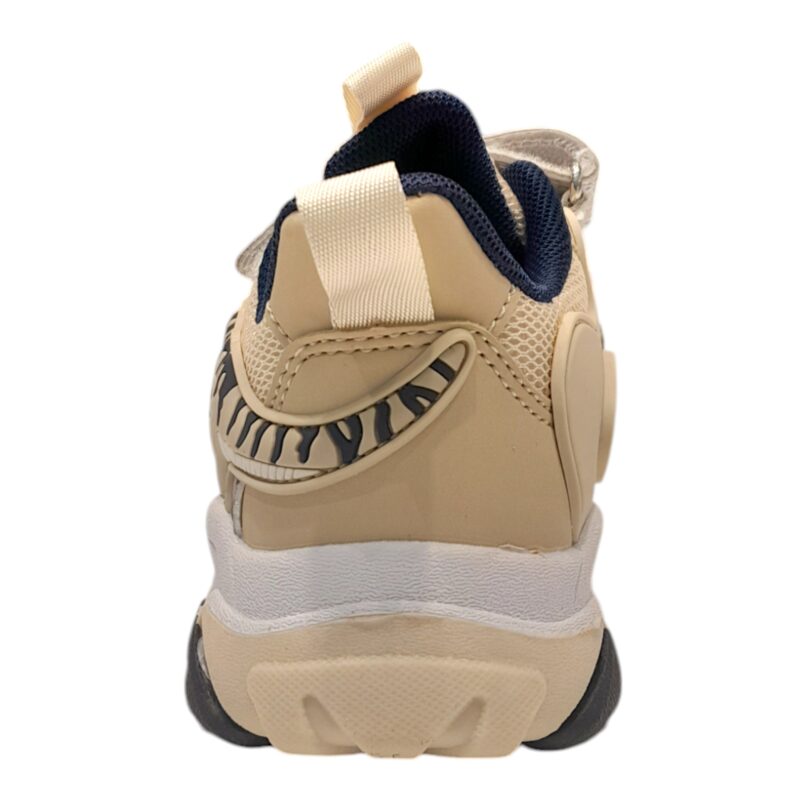Sneaker per bambino retata t-rex beige-grigio con luci e suono roar – Bull Boys