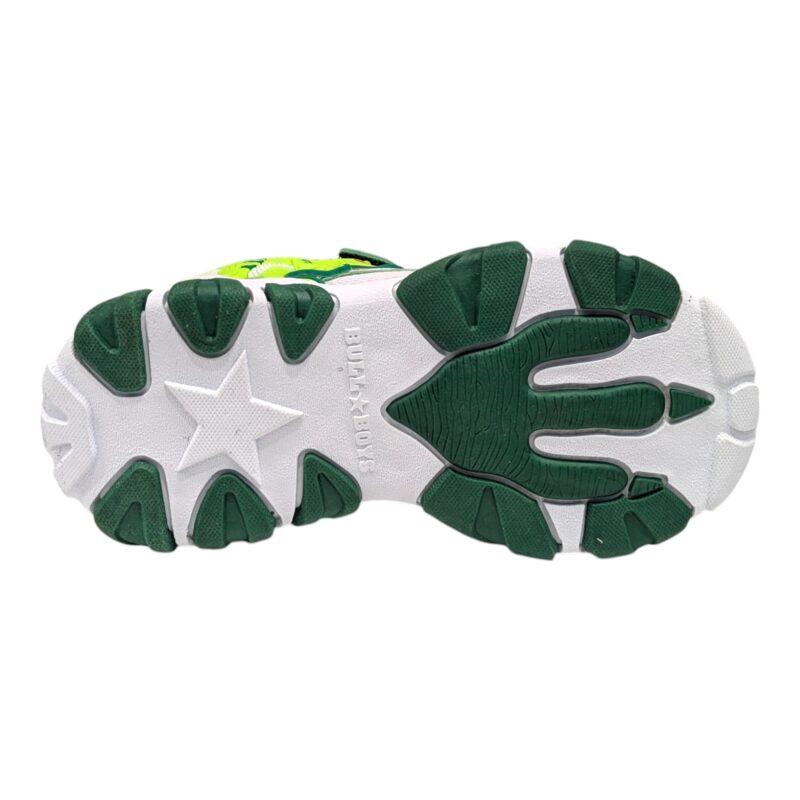 Sneaker per bambino retata t-rex bianco-verde con luci e suono roar – Bull Boys
