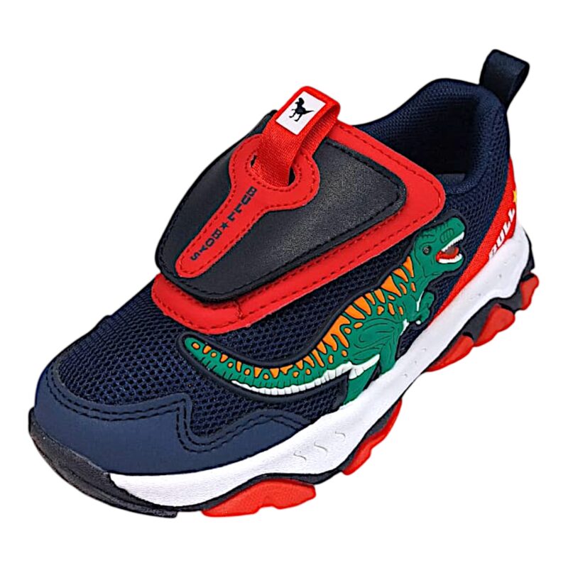 Sneaker per bambino retata t-rex blu-rosso-nero con luci – Bull Boys