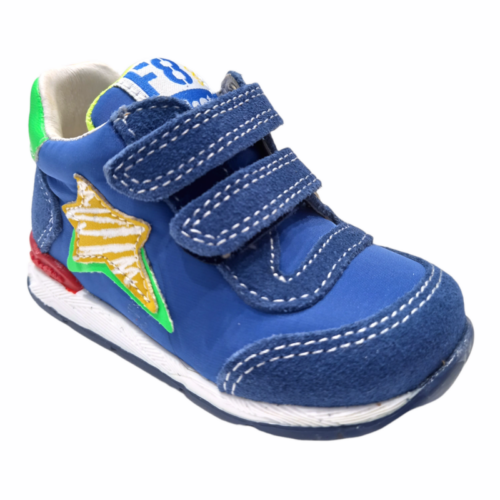 Sneaker primi passi bambino New Ferdi royal blue con stella gialla e doppio strappo – Falcotto