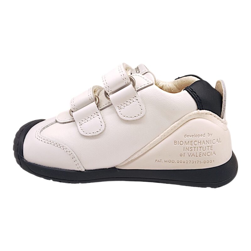 Sneaker primi passi bianco e blu con doppio strappo – BIOMECANICS