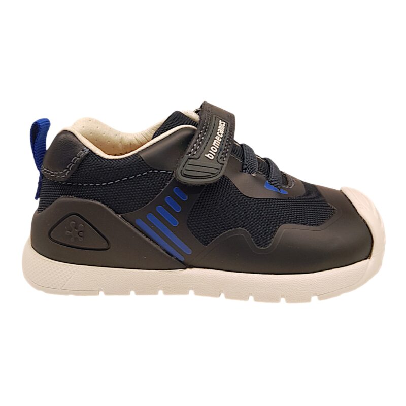 Sneaker primi passi blu oceano con strappo e lacci elastici – Biomecanics