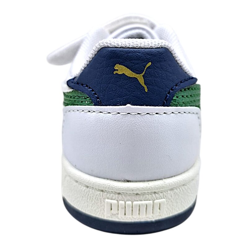 Sneaker primi passi in similpelle bianca-verde per bambino con doppio strappo - Puma 4 Sneaker primi passi in similpelle bianca-verde per bambino con doppio strappo - Puma