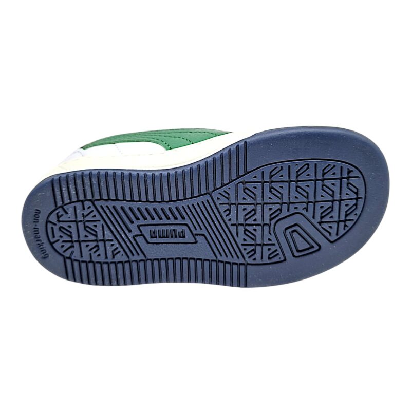Sneaker primi passi in similpelle bianca-verde per bambino con doppio strappo - Puma 5 Sneaker primi passi in similpelle bianca-verde per bambino con doppio strappo - Puma