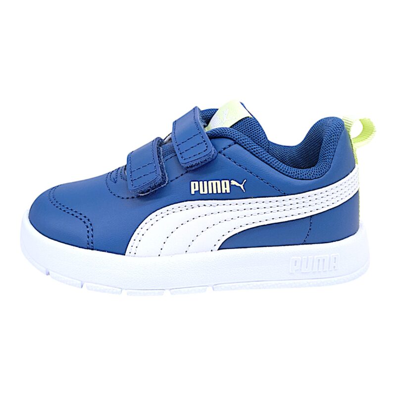 Sneaker primi passi in similpelle blu-bianca per bambino con doppio strappo - Puma 3 Sneaker primi passi in similpelle blu-bianca per bambino con doppio strappo - Puma