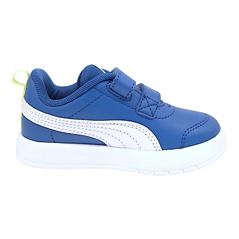 Sneaker primi passi in similpelle blu-bianca per bambino con doppio strappo - Puma 2 Sneaker primi passi in similpelle blu-bianca per bambino con doppio strappo - Puma