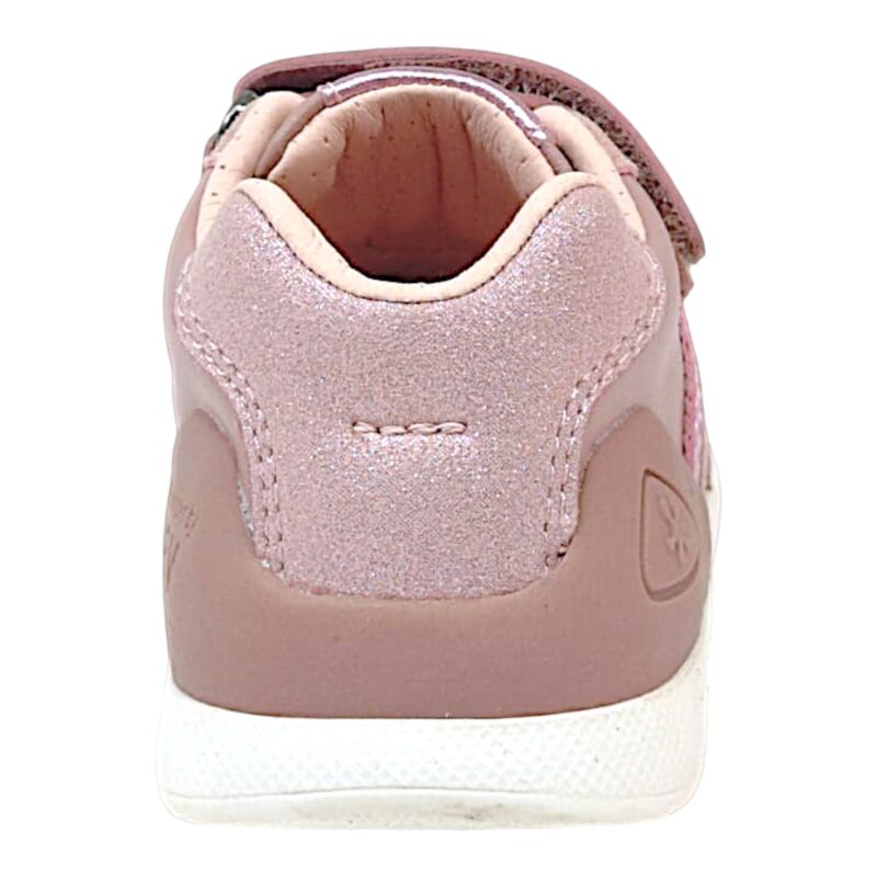 Sneaker primi passi rosa antico con strisce metallic pink-pink-glitter pink con strappi – Biomecanics