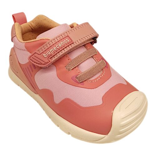 Sneaker primi passi rosa con strappo e lacci elastici – Biomecanics