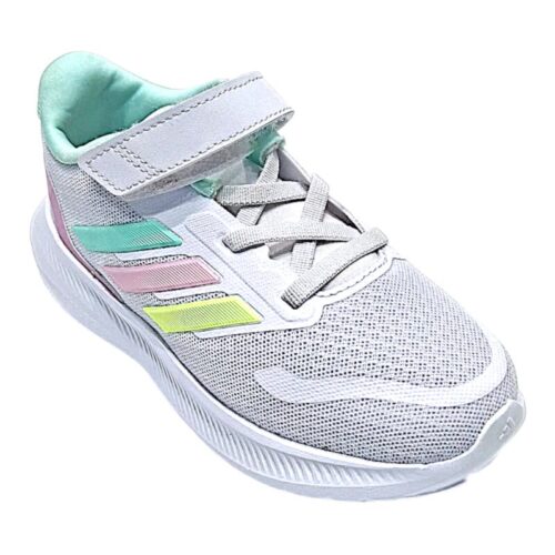 Sneaker retata white-lime-pink-teal con velcro e lacci elastici – Adidas