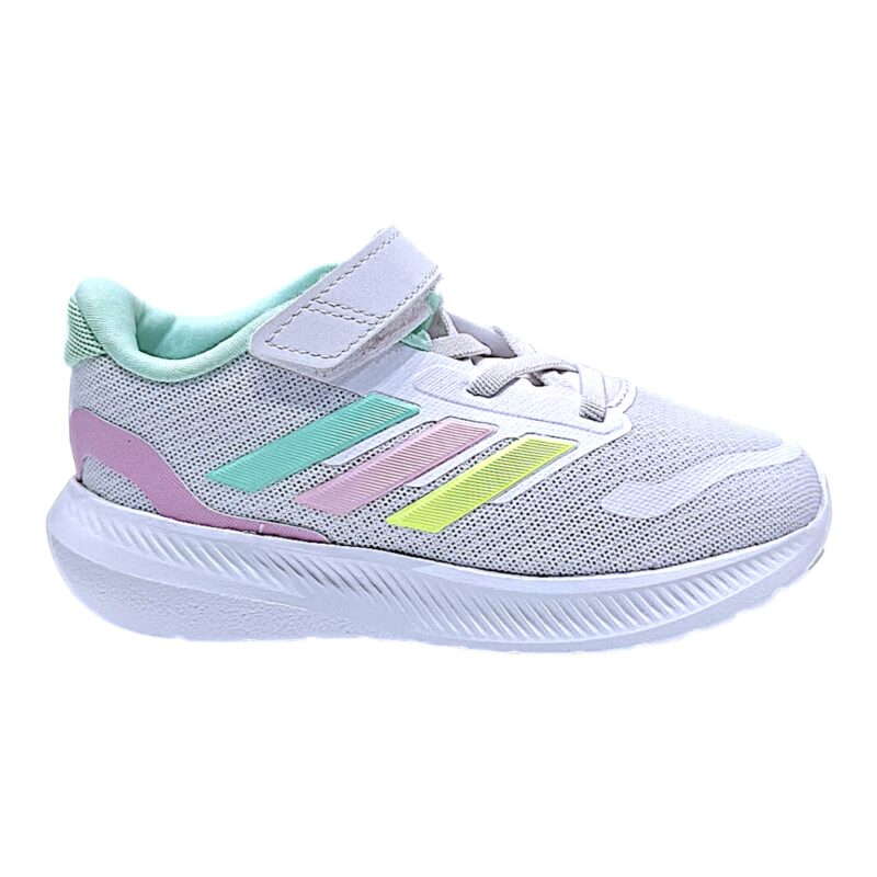 Sneaker retata white-lime-pink-teal con velcro e lacci elastici – Adidas