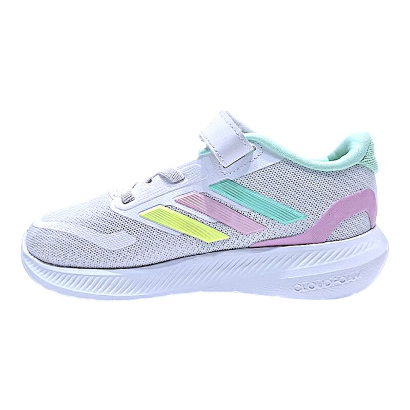 Sneaker retata white-lime-pink-teal con velcro e lacci elastici – Adidas